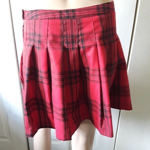 Red and Black Plaid Skirt